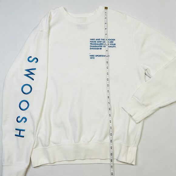 Nike NSW Swoosh SBB Crew Neck Shirt Mens Small White Blue Double Check - Picture 2 of 7